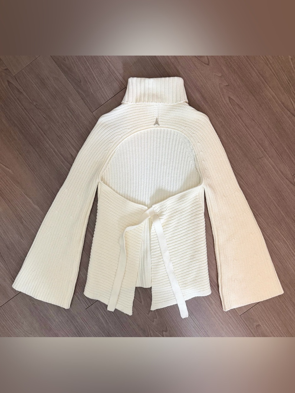 DONATING SOON- MANIÉRE DE VOIR Open Back Knit Roll Neck Jumper - Off White